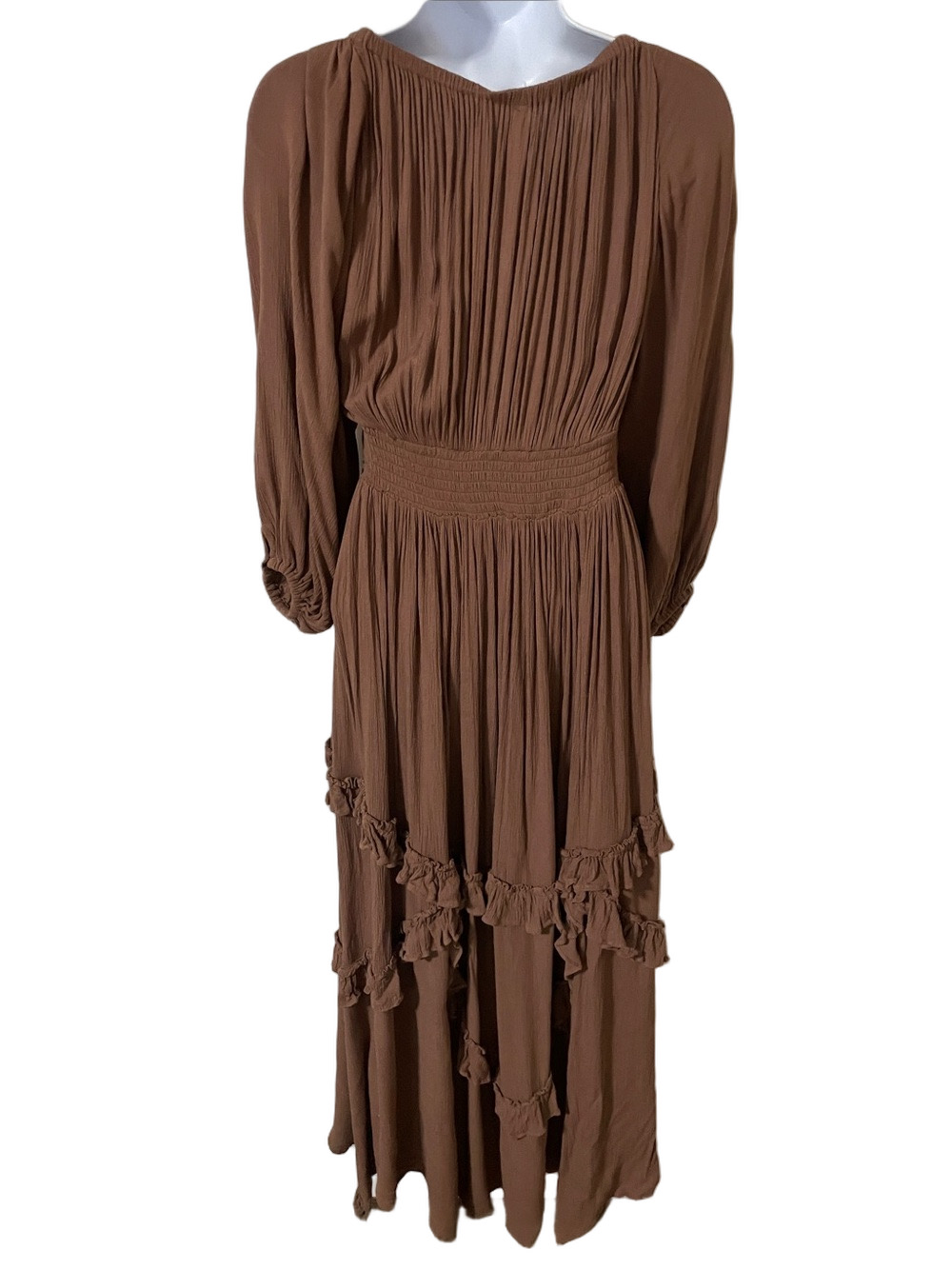 Free People Boho Ruffle Maxi Dress in Brown Size Small - Picture 6 of 11
